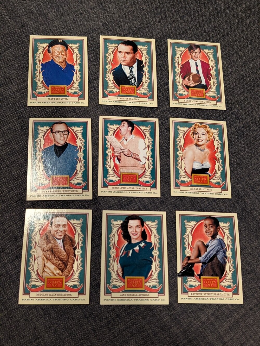 2013 Panini Golden Age Classic Hollywood 9 Card Lot Fonda Lewis Gabor Russell